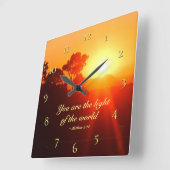 Matthew 5:14 Du bist das Licht der Welt, Bibel Quadratische Wanduhr (Winkel)