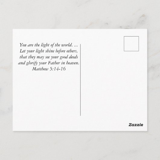 Matthew 5:16 Lasse deine helle Bibel Christlich Postkarte (Rückseite)