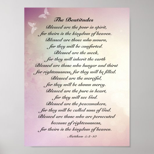 Matthew 5:3-10 Beatitudes Sermon auf dem Berg Poster (Vorne)