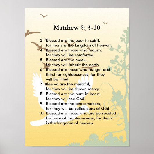 Matthew 5 3-10 Jesus-Predigt Poster (Vorne)