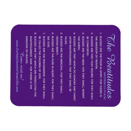 Matthew 5:3 bis 5:10 Heilige Schrift 8 Beatitudes Magnet (Horizontal)