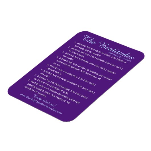 Matthew 5:3 bis 5:10 Heilige Schrift 8 Beatitudes Magnet (Linke Seite)