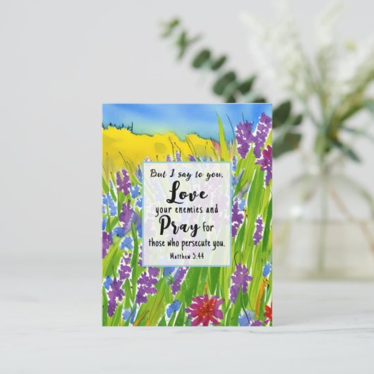 Matthew 5:44 Ich sage dir Liebe deine Feind-Bibel Postkarte (Stehend Vorderseite)