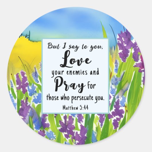 Matthew 5:44 Ich sage dir Liebe deine Feind-Bibel Runder Aufkleber (Vorderseite)