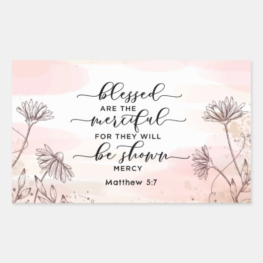 Matthew 5:7 Gesegnet sind die barmherzige Bibelver Rechteckiger Aufkleber (Vorderseite)