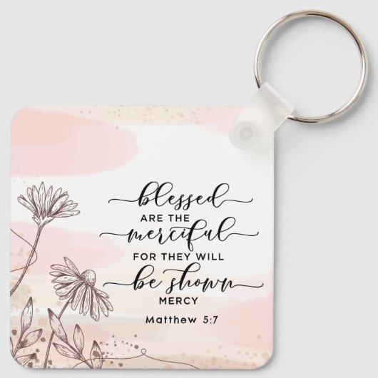Matthew 5:7 Gesegnet sind die barmherzige Bibelver Schlüsselanhänger (Rückseite)