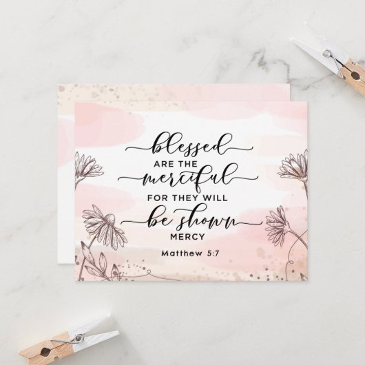Matthew 5:7 Gesegnet sind die barmherzige Flachkar (Vorderseite/Rückseite Beispiel)