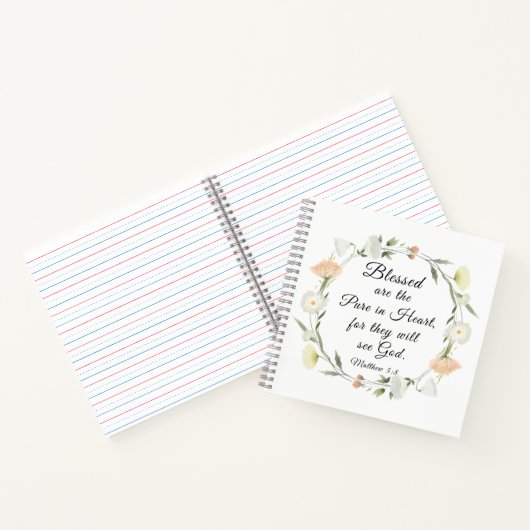 Matthew 5:8 Gesegnet sind die Reine im Herzen Notizblock (Innenseite)