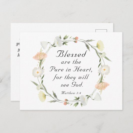 Matthew 5:8 Gesegnet sind reine in Heart Bible Ver Postkarte (Vorne/Hinten)