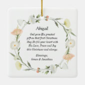 Matthew 5:8 Selig ist die Reine in der Herzbibel Keramikornament (Rückseite)