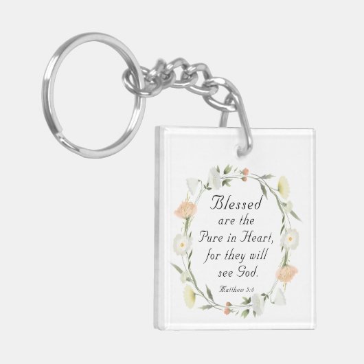 Matthew 5:8 Selig ist die Reine in der Herzbibel Schlüsselanhänger (Vorderseite links)