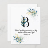 Matthew 5:9. Buchstabe B, Wasserfarben-Schriftkart (Vorne/Hinten)