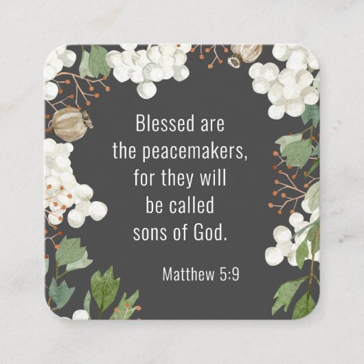 Matthew 5 9 Seligen sind die Friedensstifter Beati Quadratische Visitenkarte (Vorderseite)