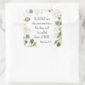 Matthew 5 9 Seligen sind die Friedensstifter Beati Quadratischer Aufkleber (Tasche)