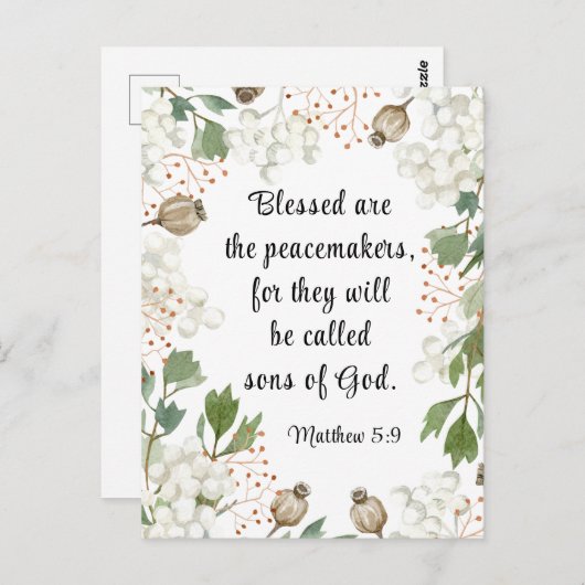 Matthew 5 9 Seligen sind die Friedensstifter-Bibel Postkarte (Vorne/Hinten)