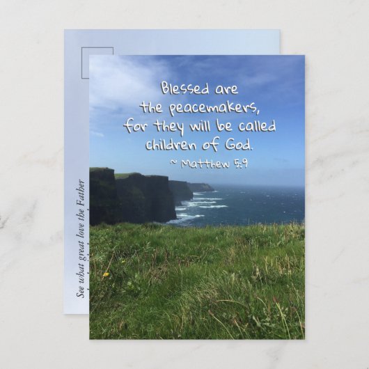 Matthew 5:9 Seligen sind die Friedensstifter, Irla Postkarte (Vorne/Hinten)