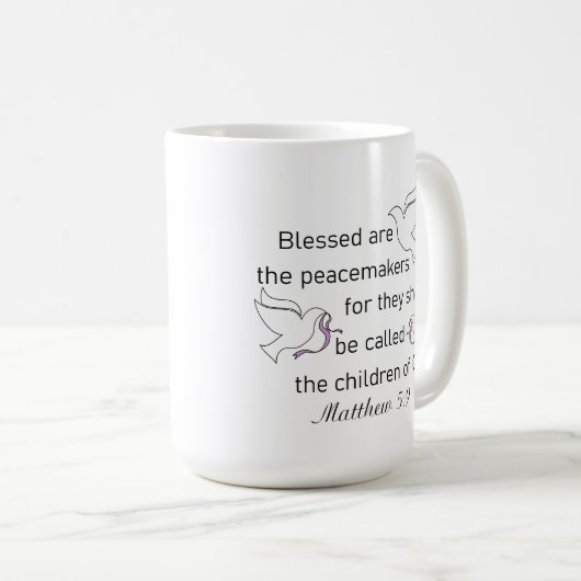 Matthew 5:9 Seligen sind die Peacemaker Kaffee Tas Kaffeetasse (VorderseiteRechts)
