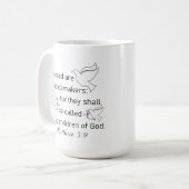 Matthew 5:9 Seligen sind die Peacemaker Kaffee Tas Kaffeetasse (Vorderseite Links)