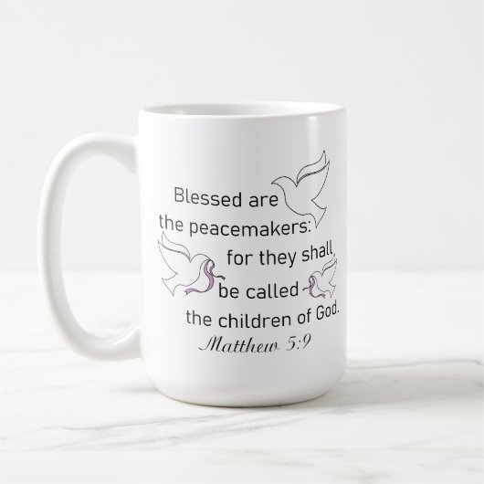 Matthew 5:9 Seligen sind die Peacemaker Kaffee Tas Kaffeetasse (Links)