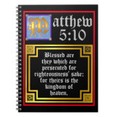 Matthew 5 Blue Golden Illuminated Letter Christlic Notizblock (Vorderseite)