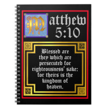 Matthew 5 Blue Golden Illuminated Letter Christlic