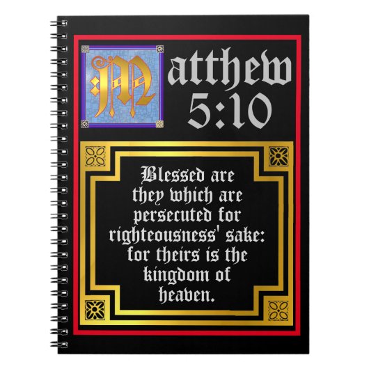 Matthew 5 Blue Golden Illuminated Letter Christlic Notizblock (Vorderseite)