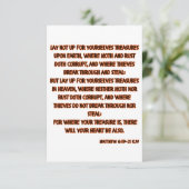 Matthew 6:19-21 KJV Bible Scripture Gruß Karte (Stehend Vorderseite)
