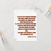 Matthew 6:19-21 KJV Bible Scripture Gruß Karte (Vorderseite/Rückseite Beispiel)