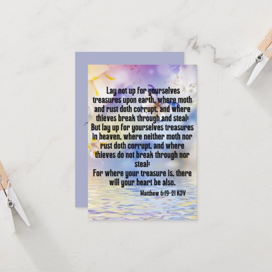 Matthew 6:19-21 KJV Bible Scripture Pic Greeting Karte (Vorderseite/Rückseite Beispiel)