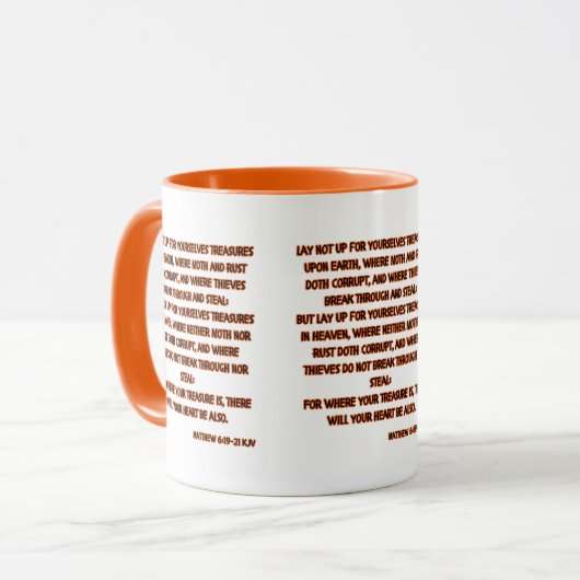 Matthew 6:19-21 KJV Bible Scripture Two-Tone Tasse (Vorderseite Links)
