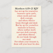 Matthew 6:19-21 KJV Cards - XM Treasures in Heaven Visitenkarte (Rückseite)