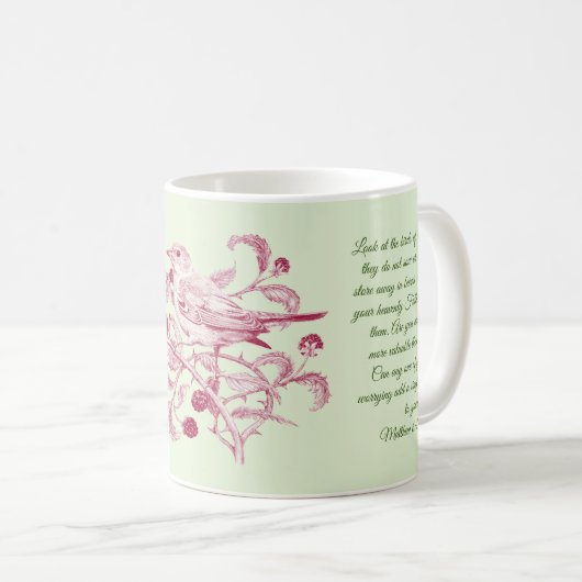 Matthew 6:25-27 "Keine Sorge" Kaffeetasse (VorderseiteRechts)