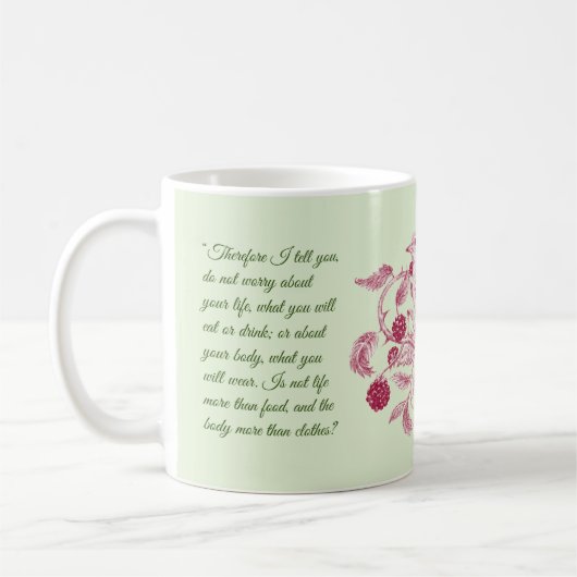 Matthew 6:25-27 "Keine Sorge" Kaffeetasse (Links)