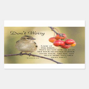 Matthew 6:26 Bibelverse, keine Sorge Rechteckiger Aufkleber