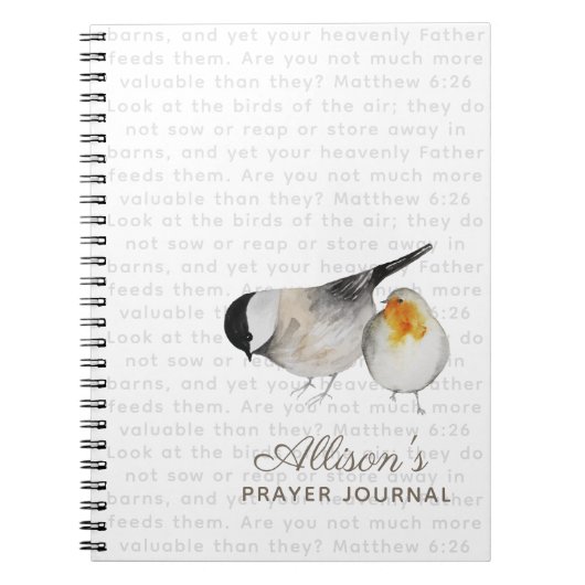 Matthew 6:26 Watercolor Birds Prayer Journal Notizblock (Vorderseite)