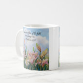 Matthew 6:28 Aquarellfarben Lilies Kaffeetasse (Vorderseite Links)