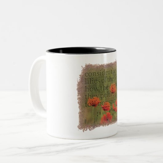 MATTHEW 6:28 - Coffee Mug Zweifarbige Tasse (Vorderseite Links)