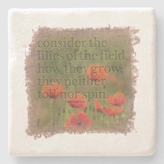 MATTHEW 6:28 Limestone Coaster Steinuntersetzer (Vorderseite)