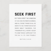 Matthew 6:33-34 Seek zuerst das Königreich Gottes Postkarte (Vorderseite)