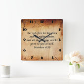 Matthew-6:33 Bibel-Vers Quadratische Wanduhr (Zuhause)