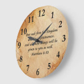 Matthew 6:33 Bibelverse Große Wanduhr (Winkel)