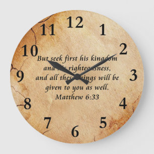 Matthew 6:33 Bibelverse Große Wanduhr