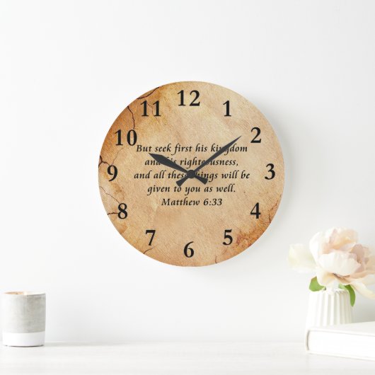 Matthew 6:33 Bibelverse Große Wanduhr (Zuhause)