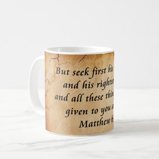 Matthew 6:33 Bibelverse Kaffeetasse (Vorderseite Links)