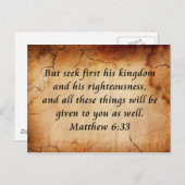Matthew 6:33 Bibelverse Postkarte (Vorne/Hinten)