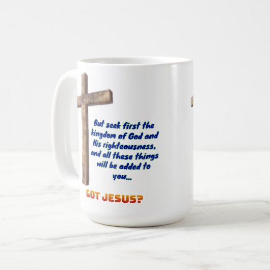 Matthew 6:33 Cross Kaffeetasse (Vorderseite Links)