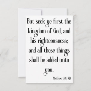 Matthew 6:33 KJV Bible Verse Grußkarte Karte