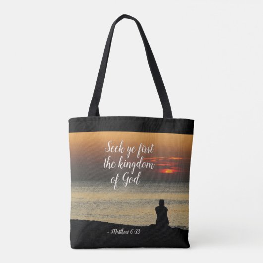 Matthew 6:33 Seek Ye Erster das Reich Gottes Tasche (Rückseite)