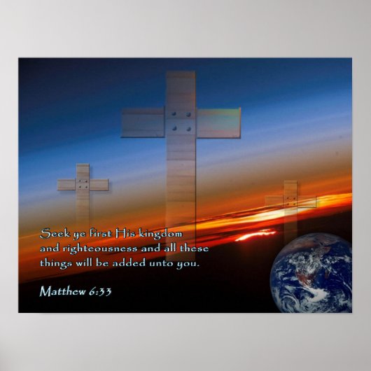 Matthew 6:33 Sunset Crosses Poster (Vorne)