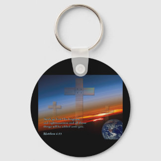 Matthew 6:33 Sunset Crosses Schlüsselanhänger